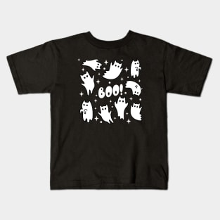 Boo Halloween Cat Ghosts Kids T-Shirt